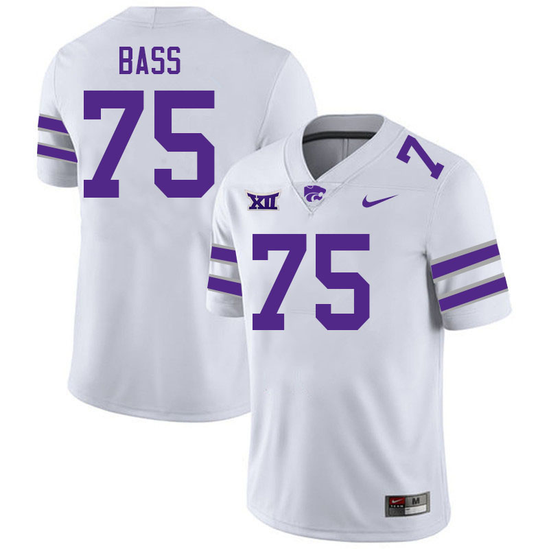 Kansas State Wildcats #75 Holden Bass College Football Jerseys Stitched-White